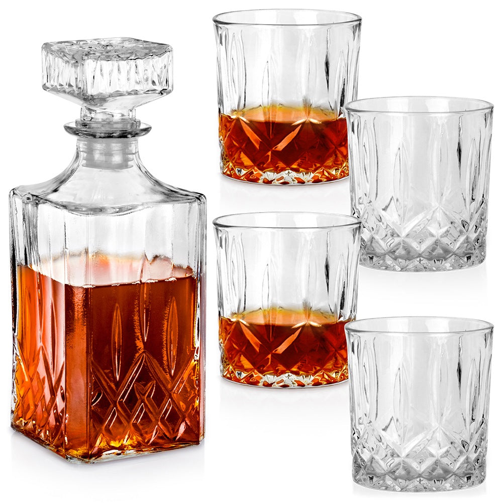 Decanter and whiskey glasses glass 900 ml + 4x300 ml 5 pcs.
