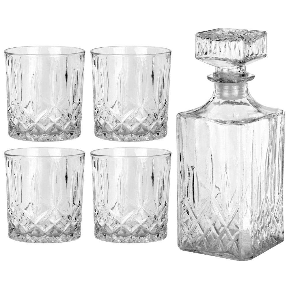 Decanter and whiskey glasses glass 900 ml + 4x300 ml 5 pcs.