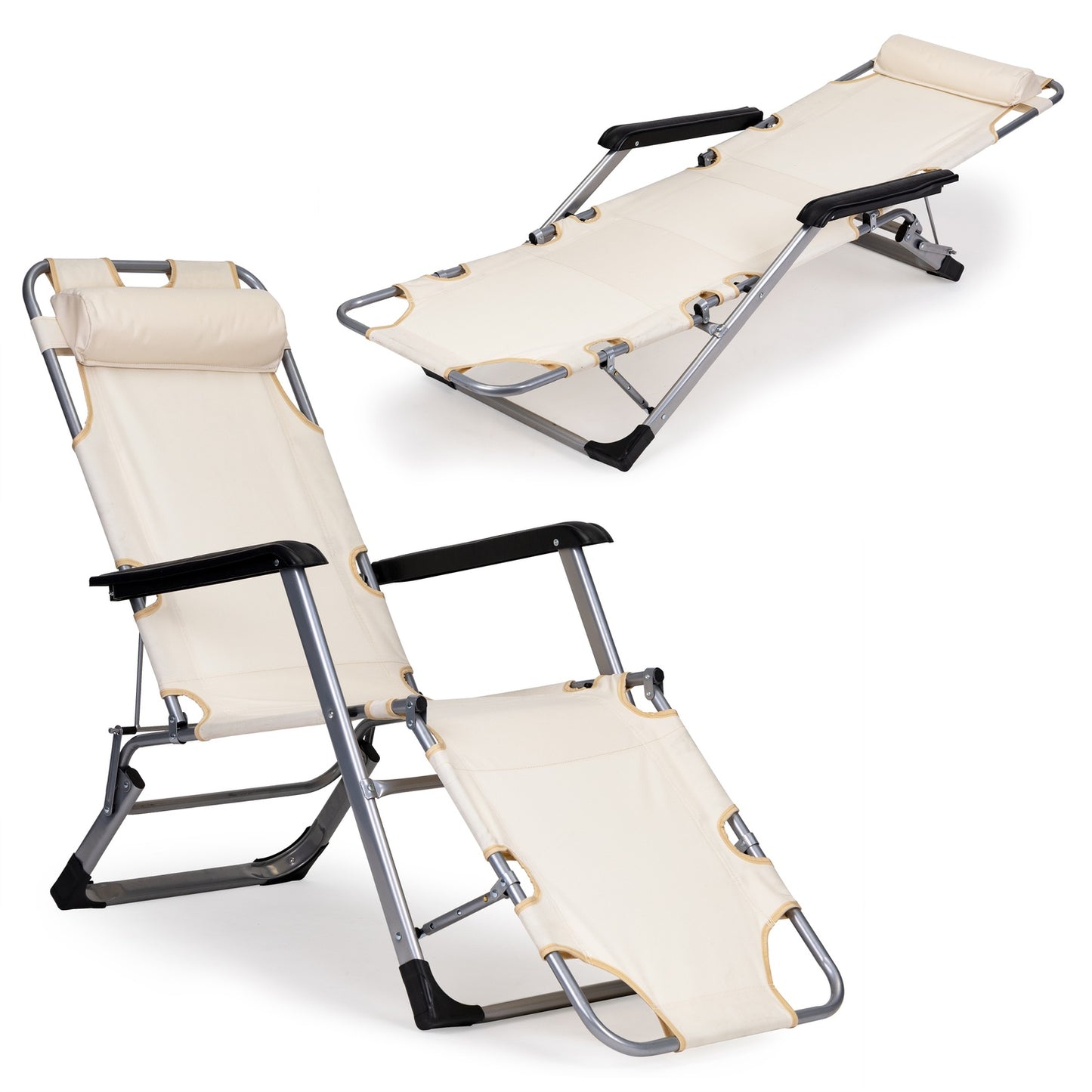 Deckchair, garden beach chair, foldable 2in1 lounger