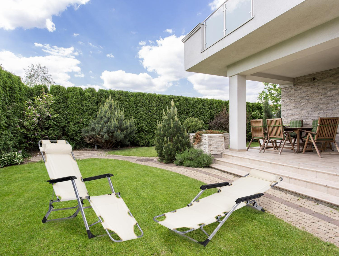 Deckchair, garden beach chair, foldable 2in1 lounger