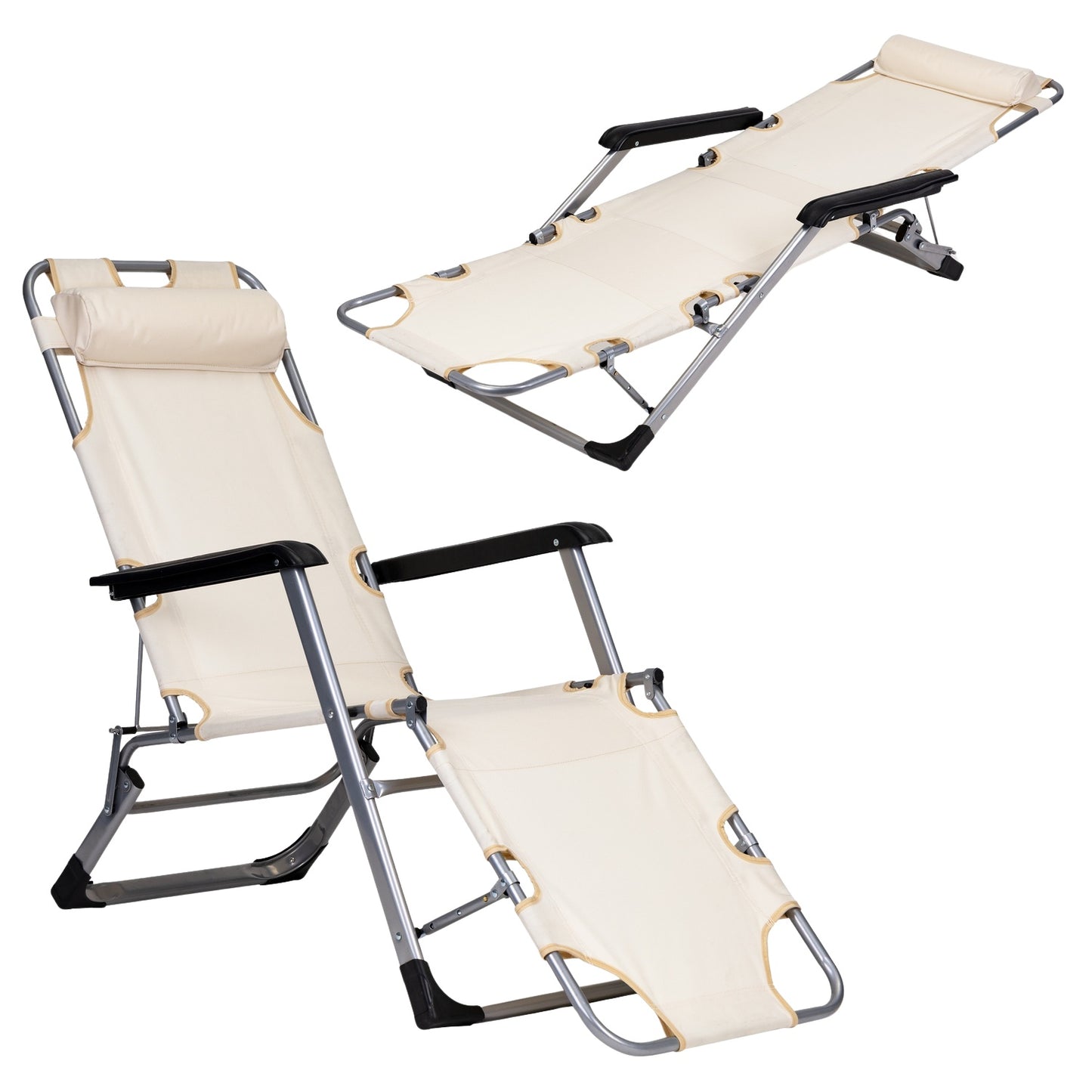 Deckchair, garden beach chair, foldable 2in1 lounger