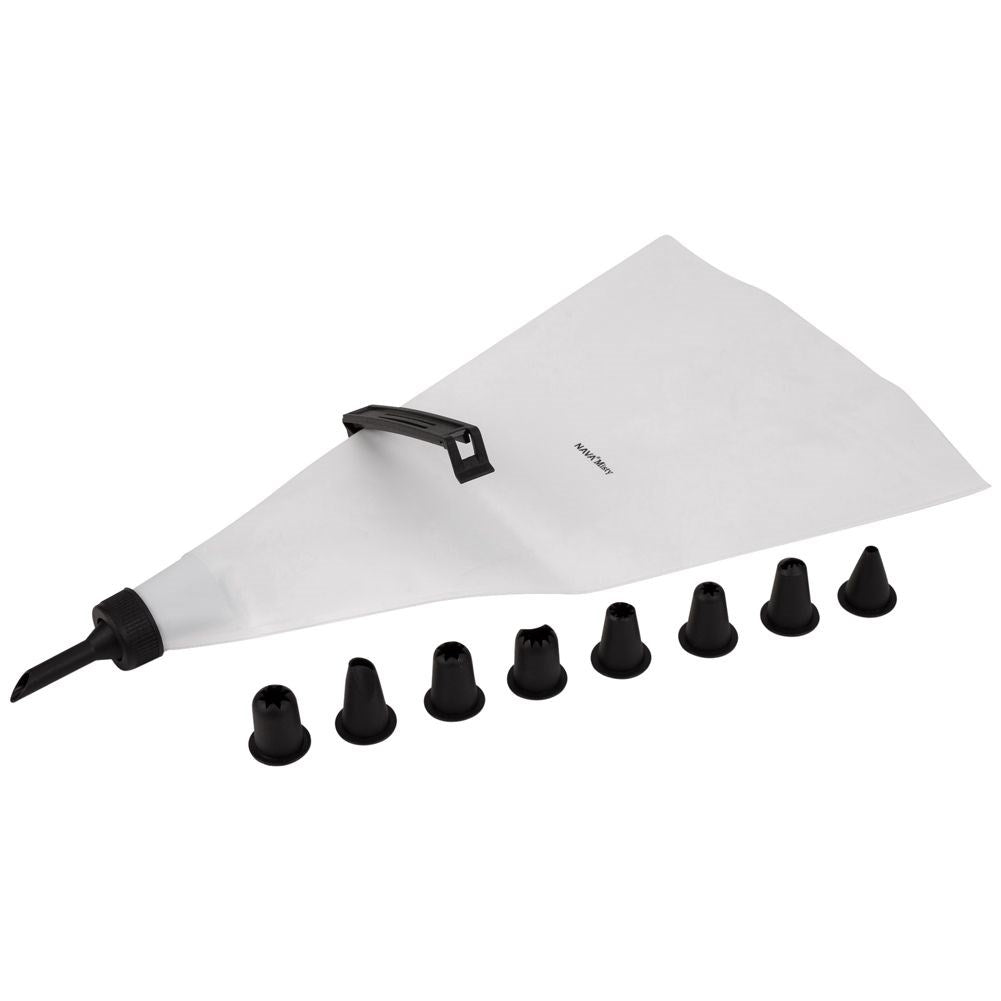 Decoration set for pastries with bag, nozzles and syringe