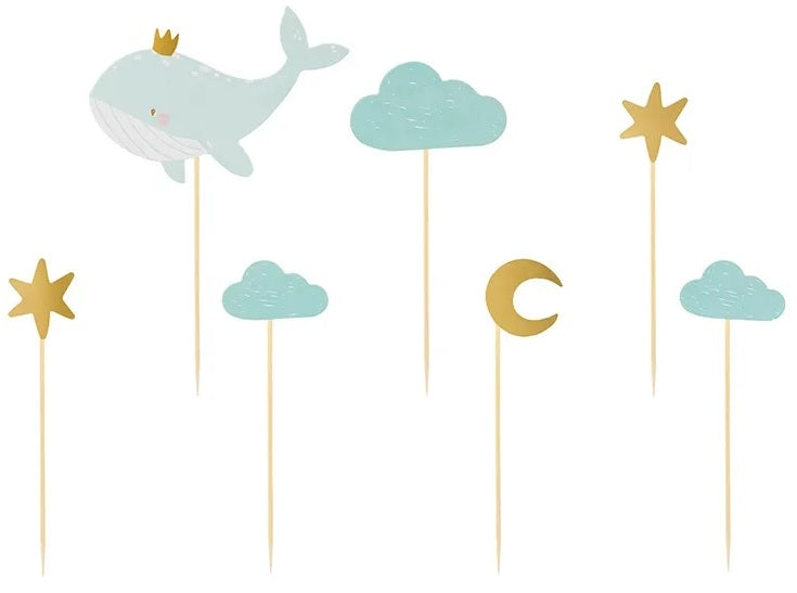 Decorations for muffin cups - Whale 11cm-13.5cm 7 pieces