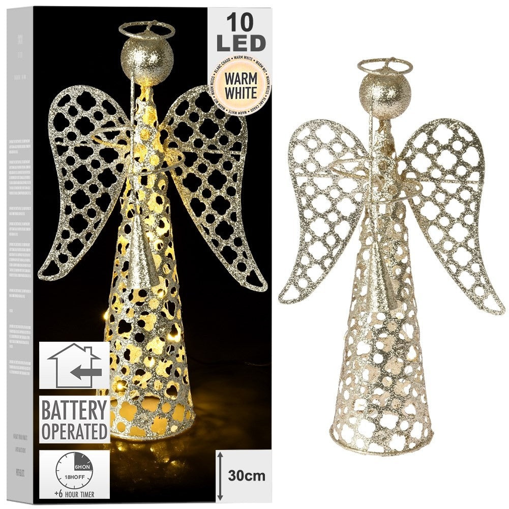 Decorative Angel 31 cm - LED light and Gold glitter