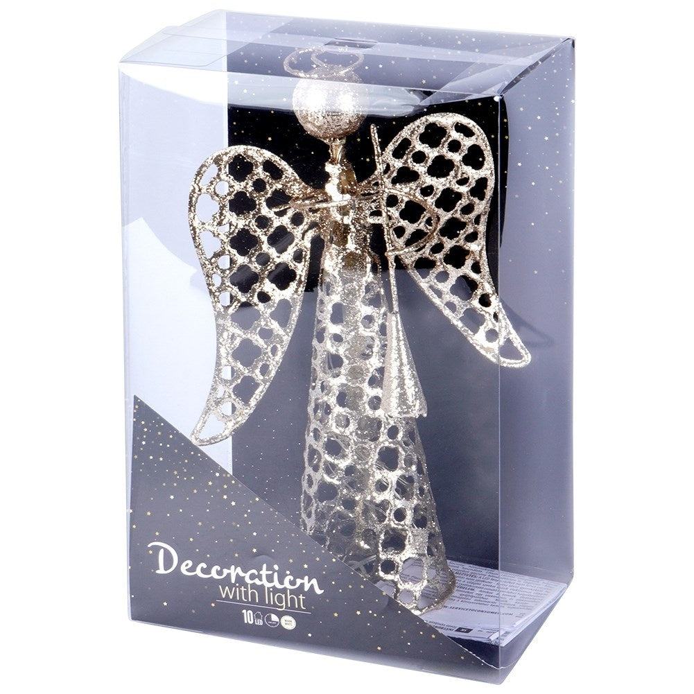 Decorative Angel 31 cm - LED light and Gold glitter