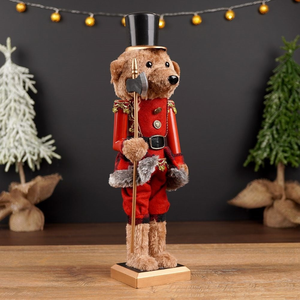 Decorative Bear Figure with Soft Fur on Scaffold