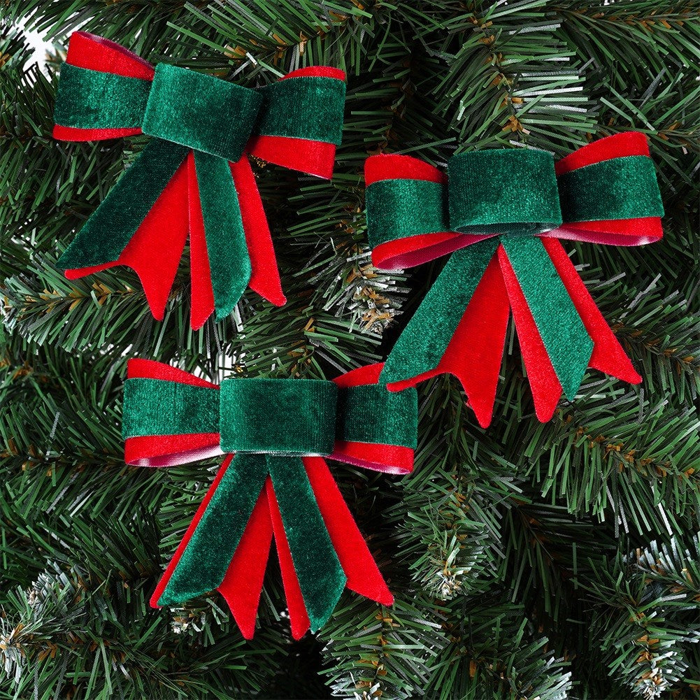 Decorative Christmas velvet bow 10.5x11 cm 3 pcs.