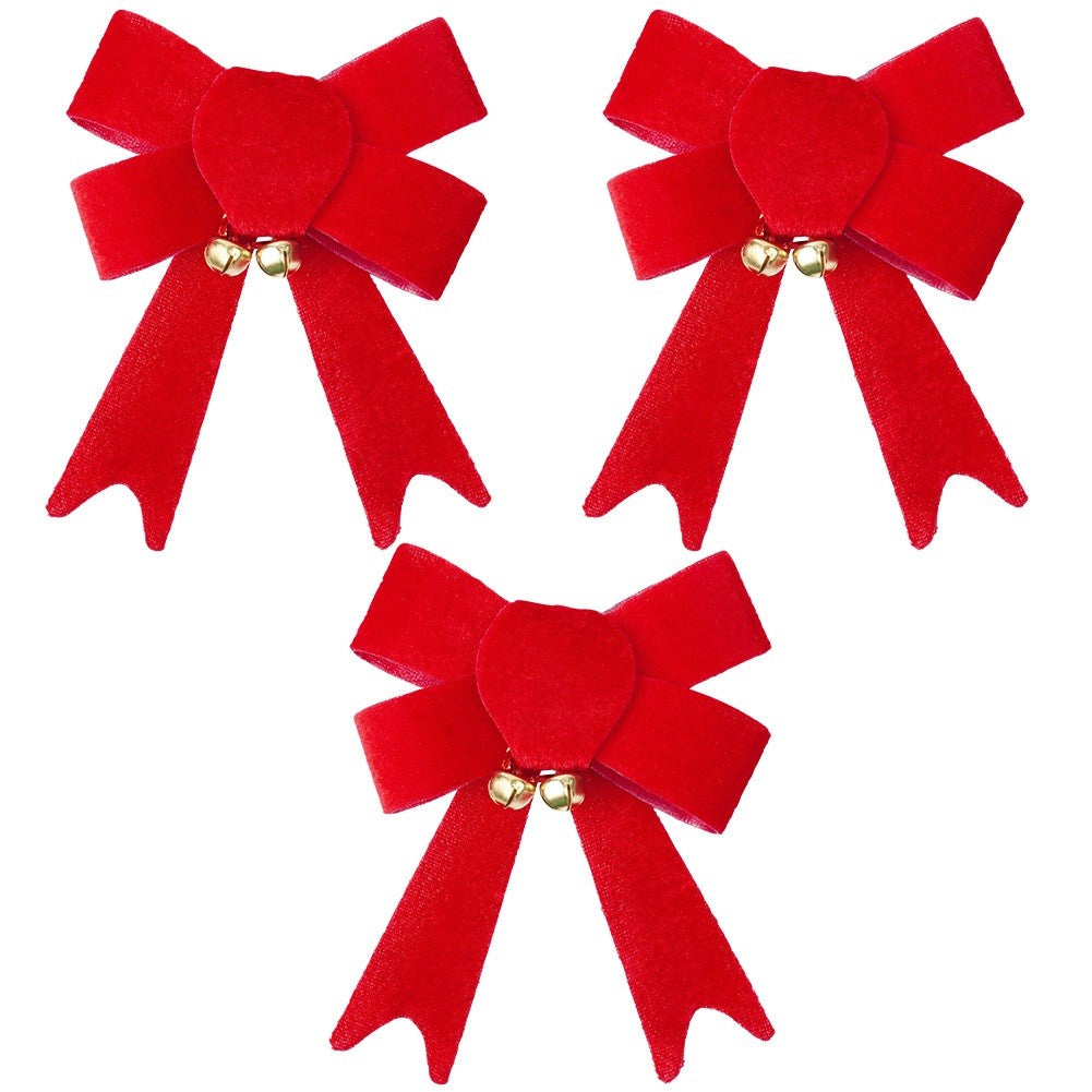 Decorative Christmas velvet bow 10.5x13 cm 3 pcs.