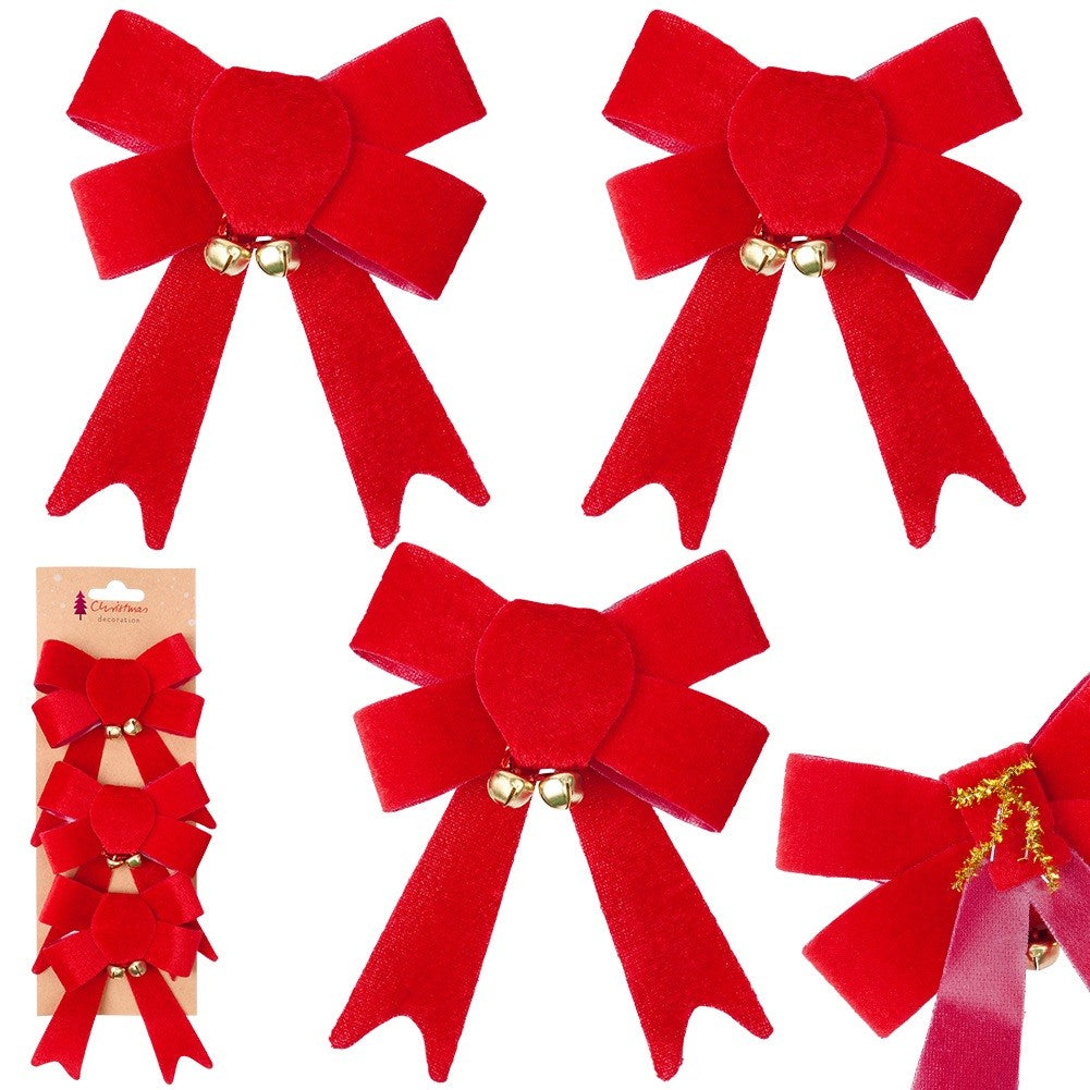 Decorative Christmas velvet bow 10.5x13 cm 3 pcs.