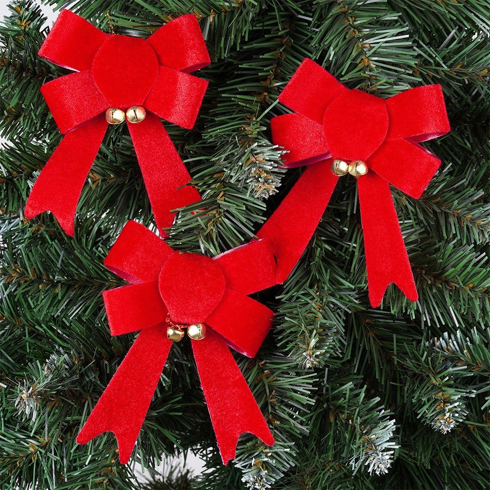 Decorative Christmas velvet bow 10.5x13 cm 3 pcs.