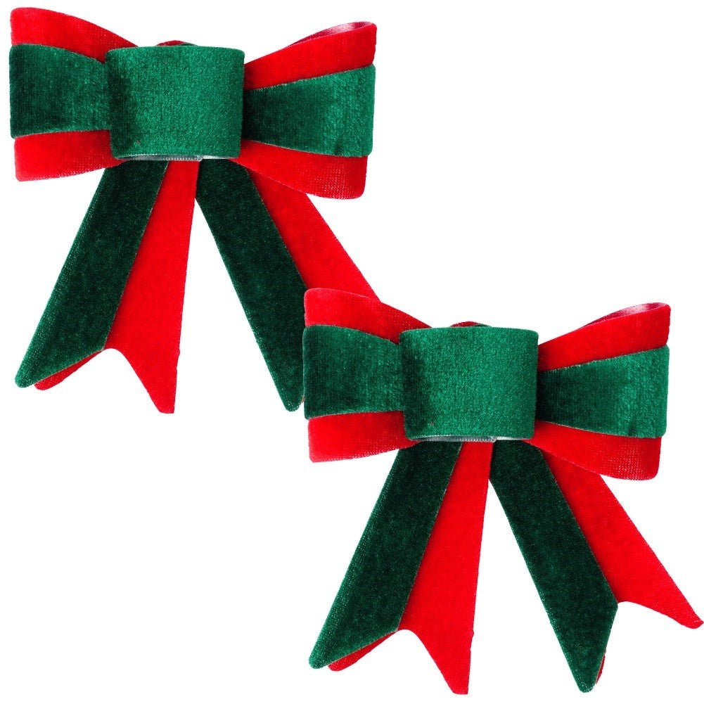 Decorative Christmas velvet bow 11.5x13 cm 2 pcs.