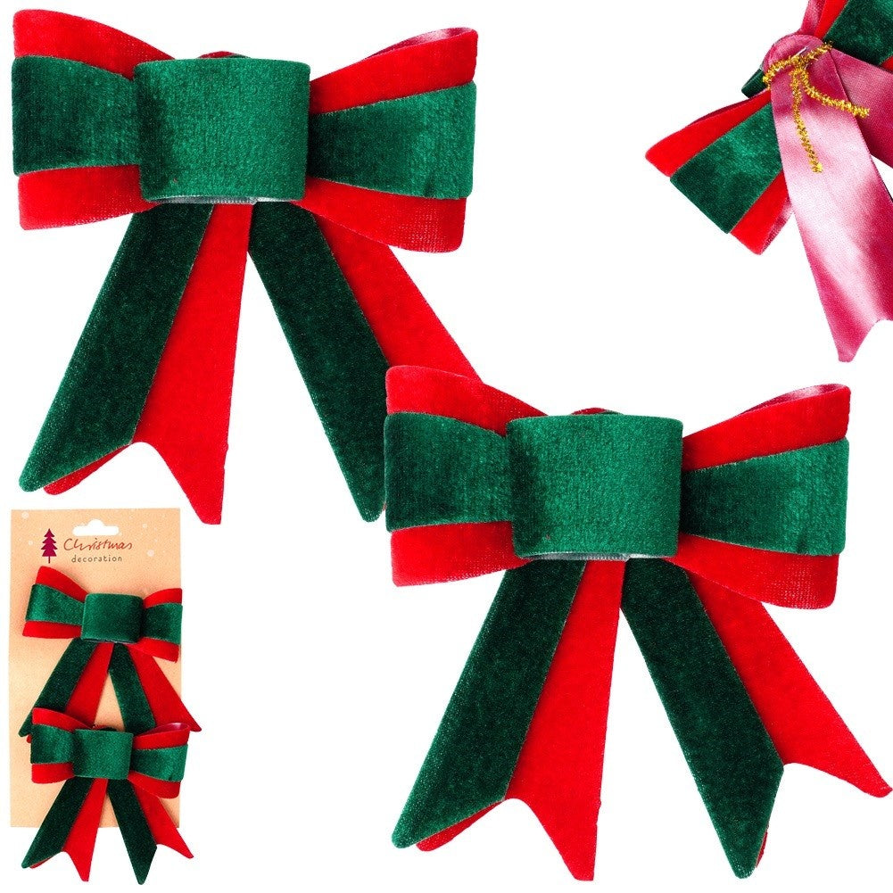 Decorative Christmas velvet bow 11.5x13 cm 2 pcs.