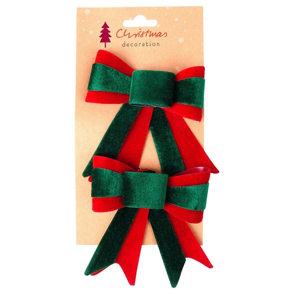 Decorative Christmas velvet bow 11.5x13 cm 2 pcs.