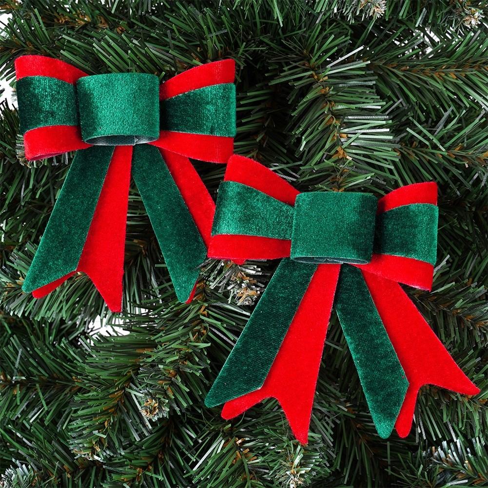 Decorative Christmas velvet bow 11.5x13 cm 2 pcs.
