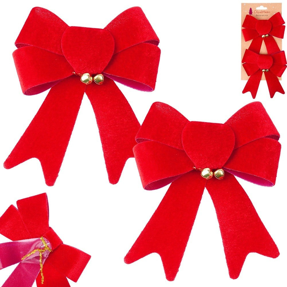 Decorative Christmas velvet bow 13x16 cm 2 pcs.