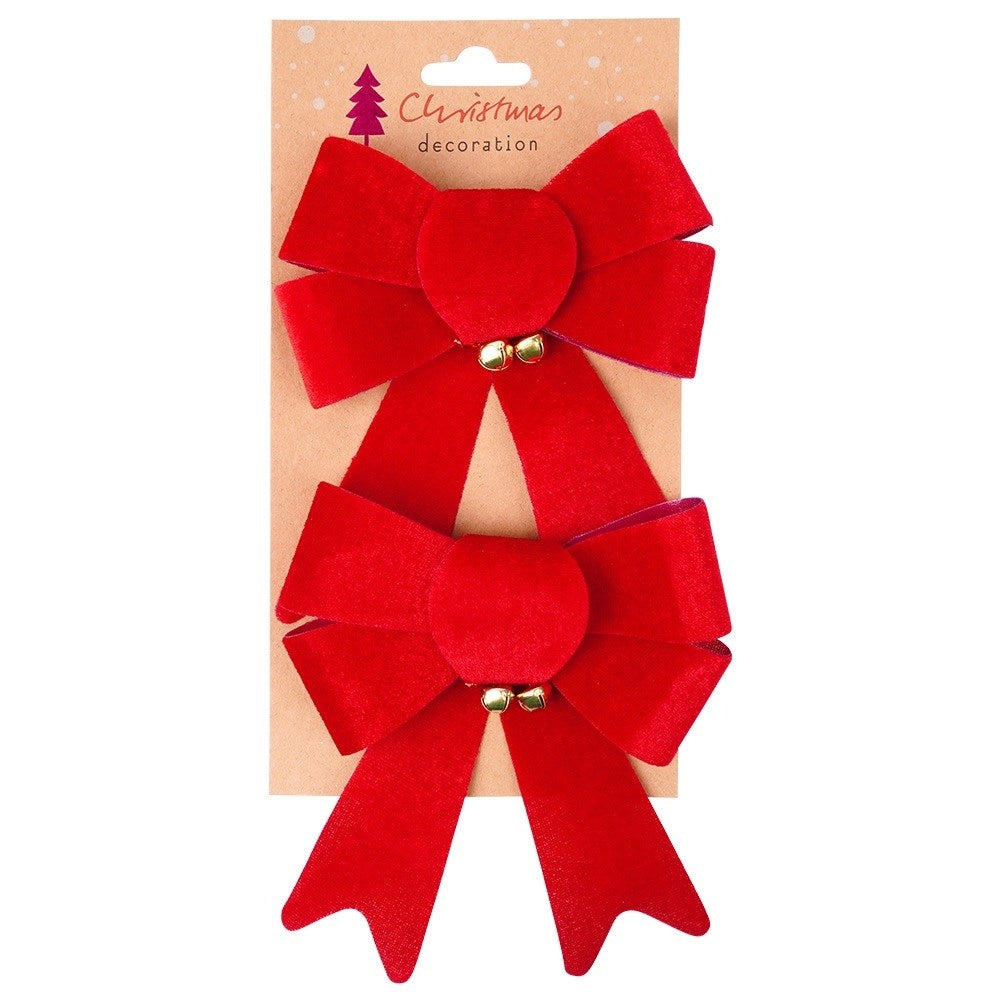 Decorative Christmas velvet bow 13x16 cm 2 pcs.
