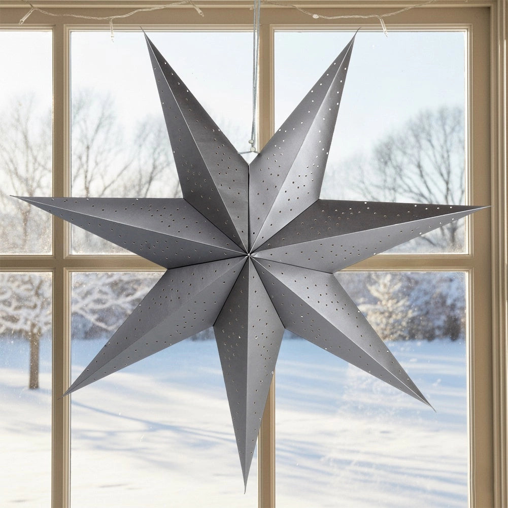 Decorative Gray Paper Star, 75 cm, Openwork Design