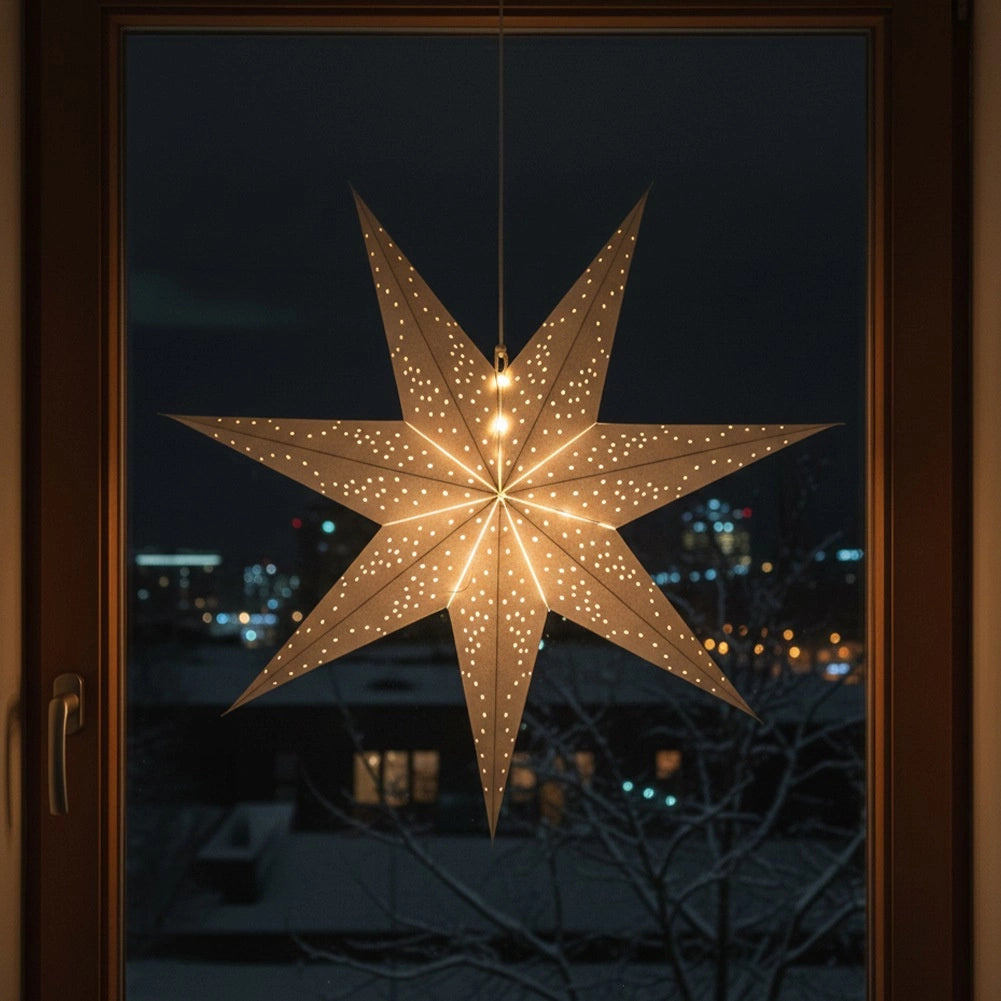 Decorative Gray Paper Star, 75 cm, Openwork Design