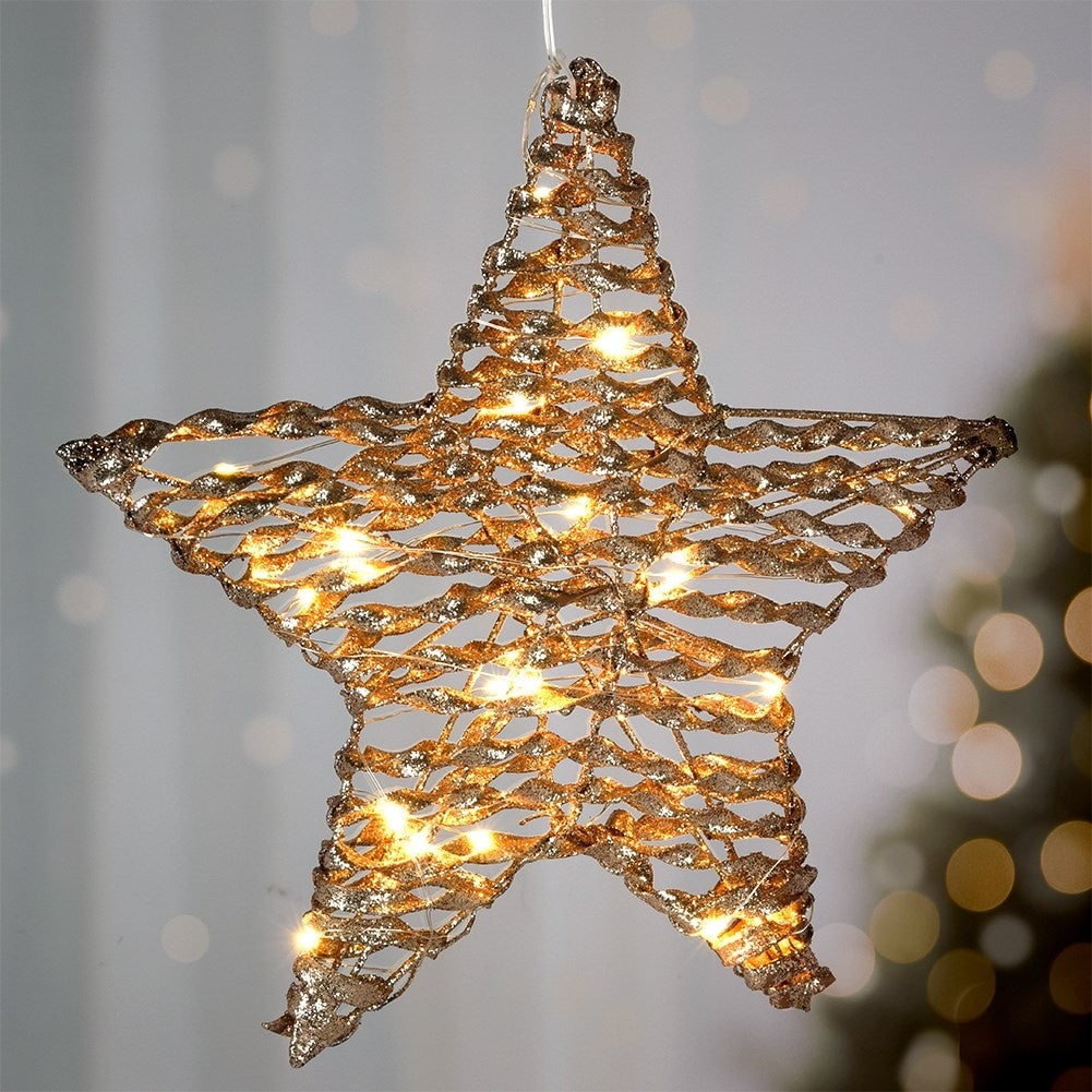 Decorative Hanging star with 20 LED lights - 30 cm