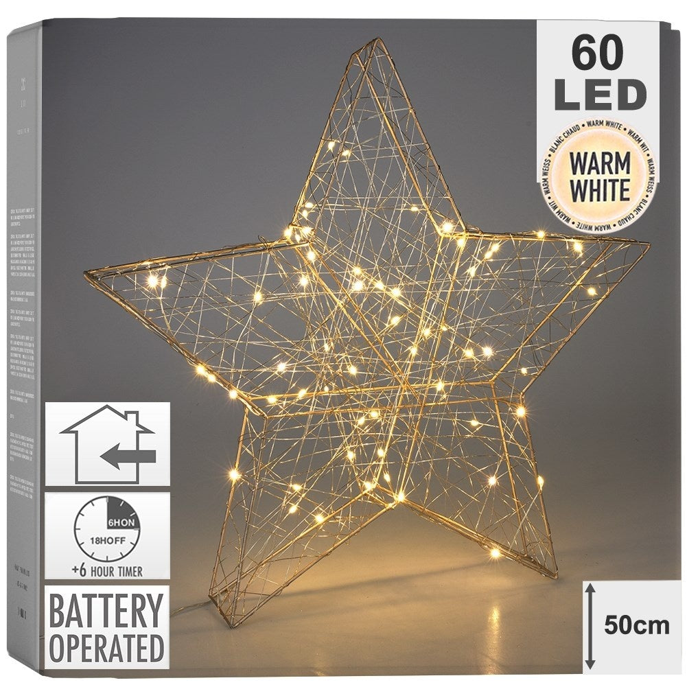 Decorative LED star, 50 cm - Golden Christmas decoration