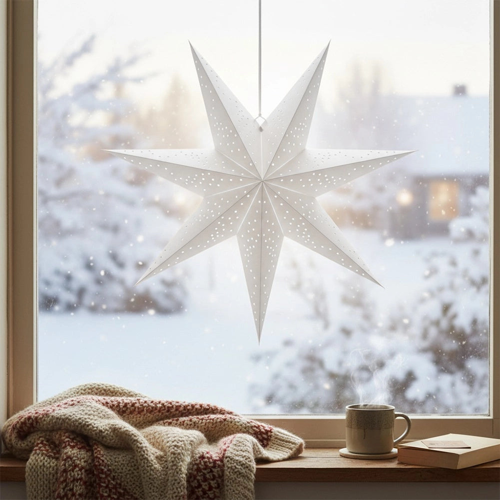 Decorative White Paper Star, 60 cm, Openwork Design