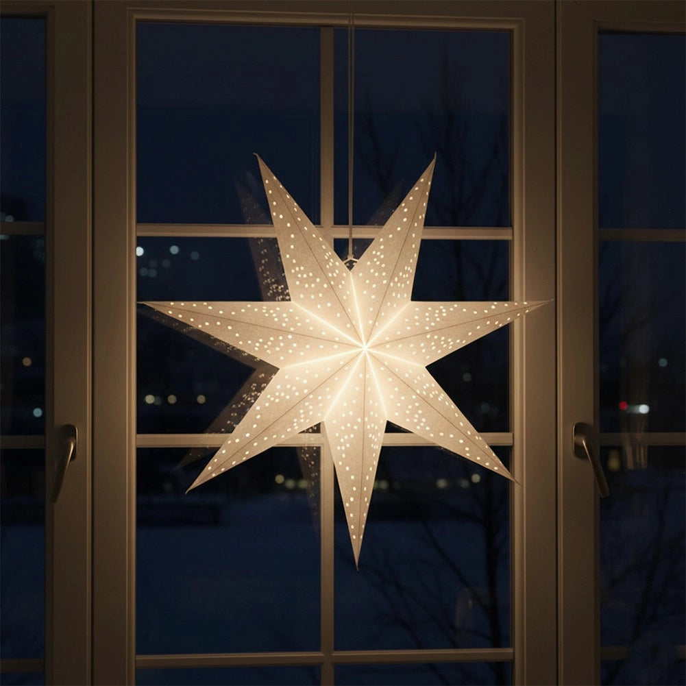 Decorative White Paper Star, 60 cm, Openwork Design