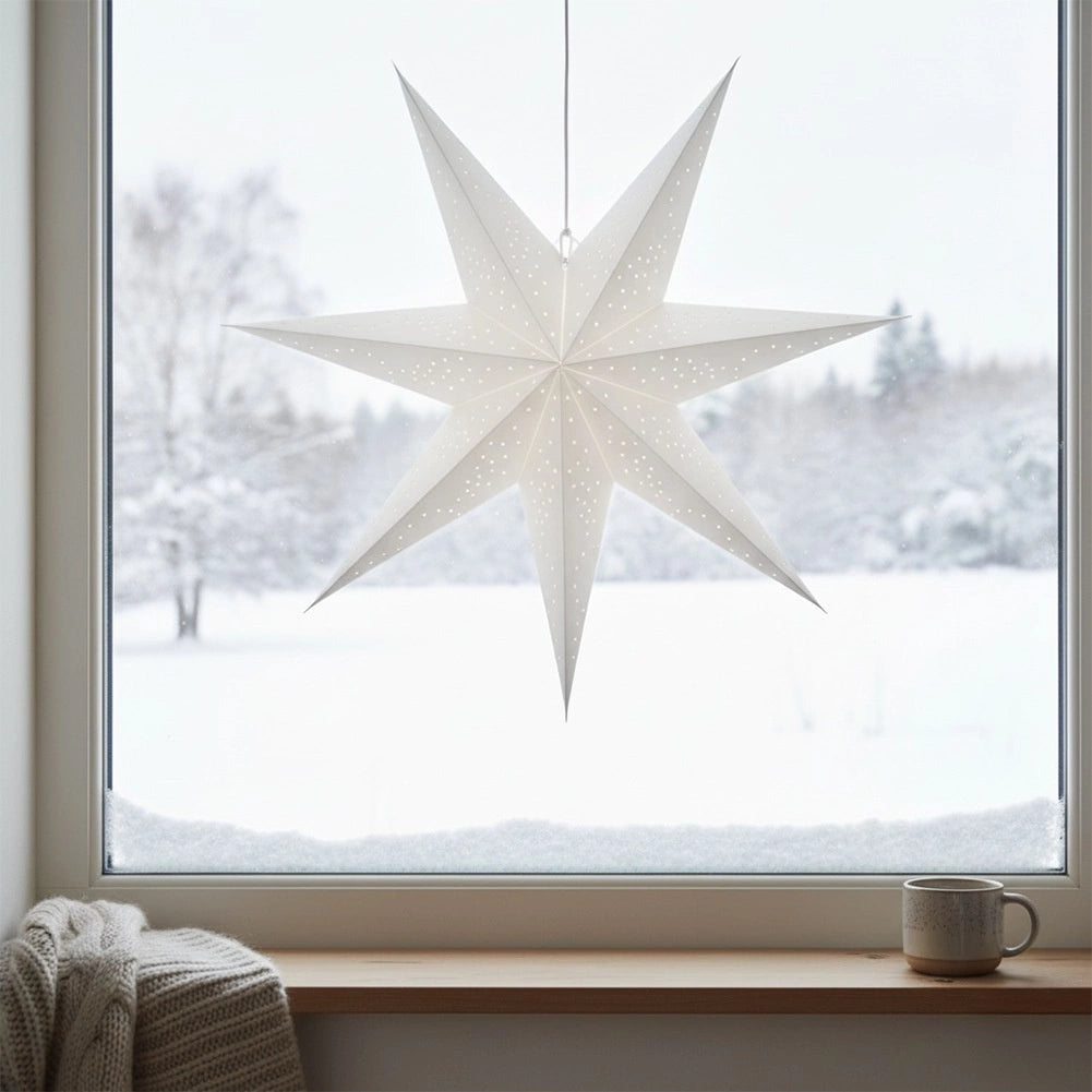 Decorative White Paper Star, 75 cm, Openwork Design