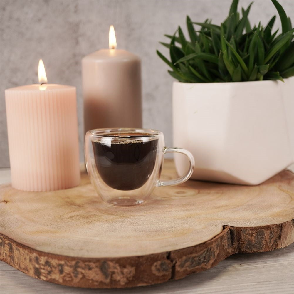 Decorative Wooden Plate with Bark for Table Setting and Candle Holders
