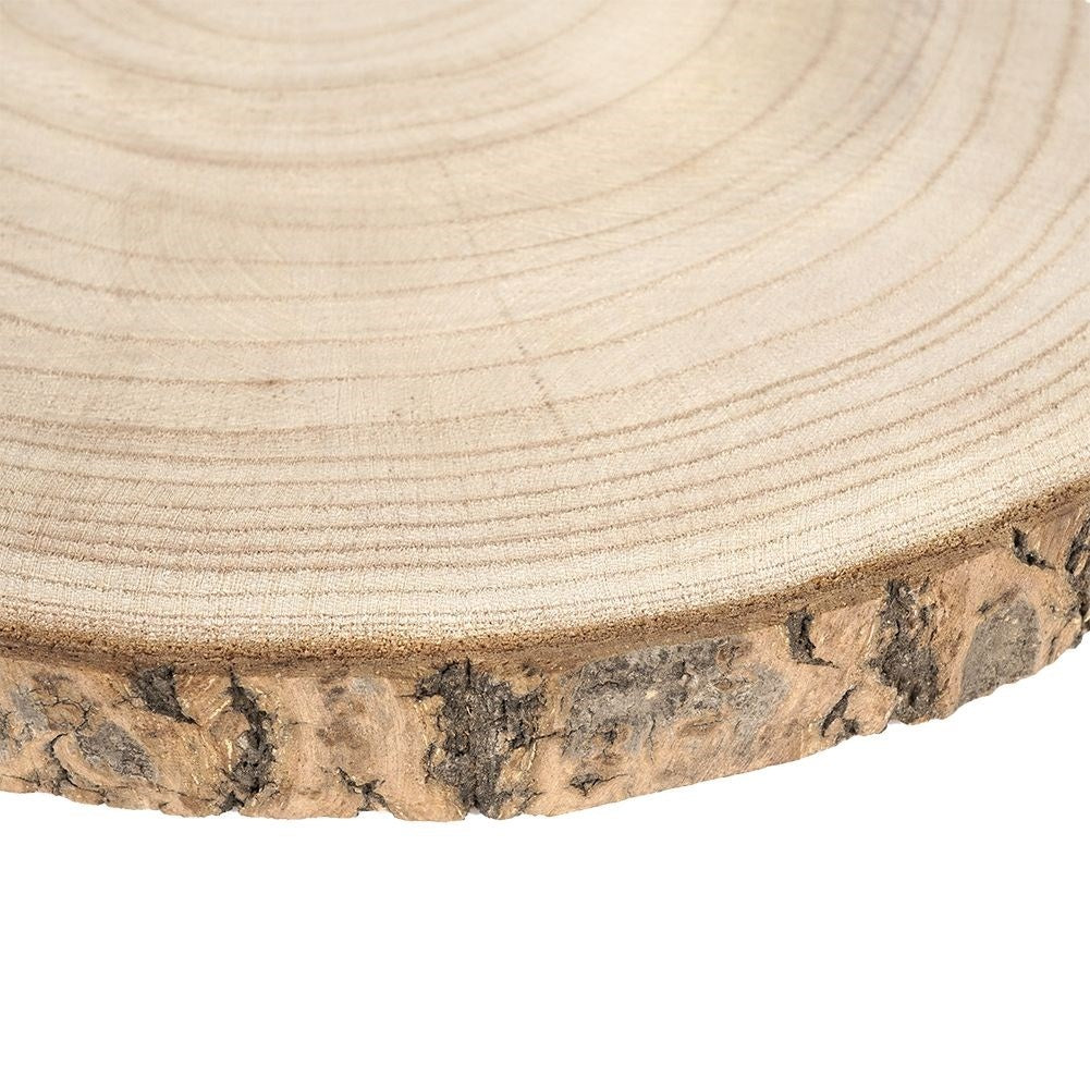 Decorative Wooden Plate with Bark for Table Setting and Candle Holders
