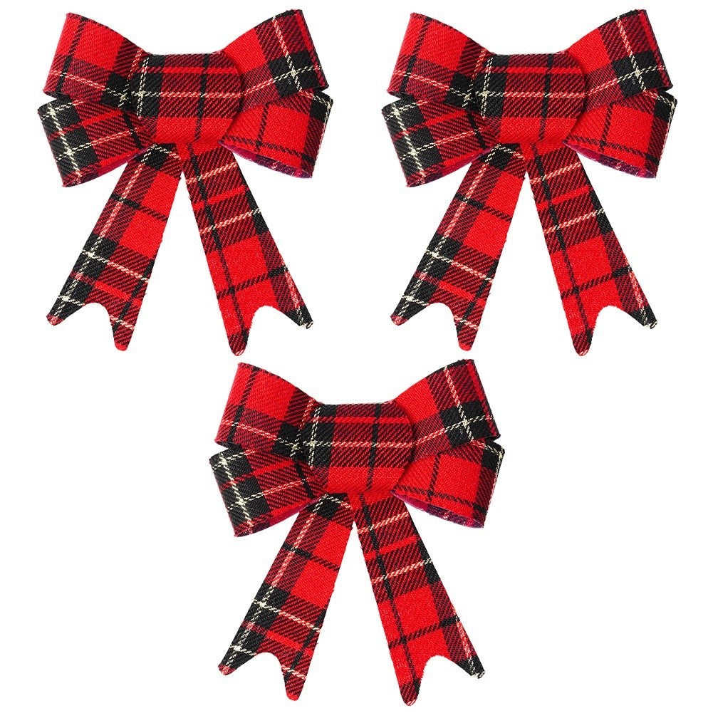 Decorative bow Christmas check 11x13 cm 3 pcs.