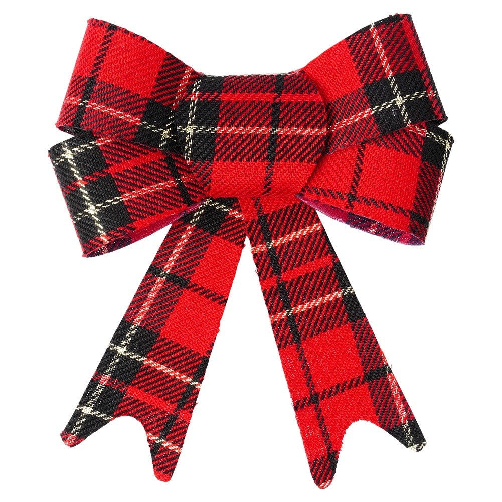 Decorative bow Christmas check 11x13 cm 3 pcs.