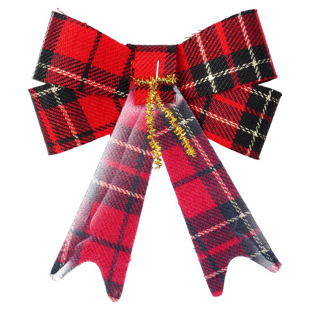 Decorative bow Christmas check 11x13 cm 3 pcs.
