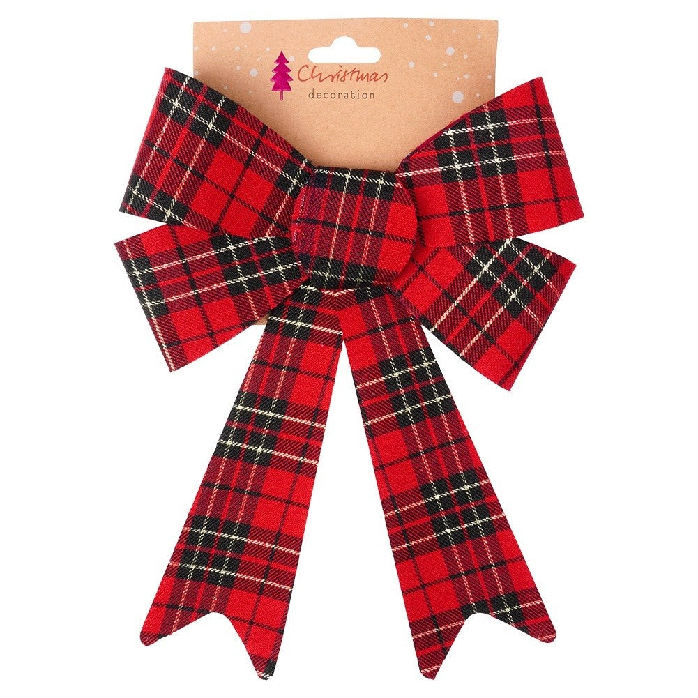 Decorative bow Christmas check 23x30 cm