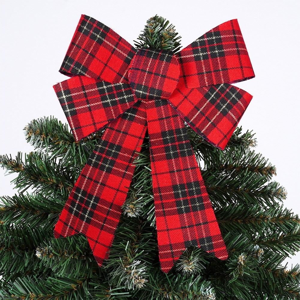 Decorative bow Christmas check 23x30 cm