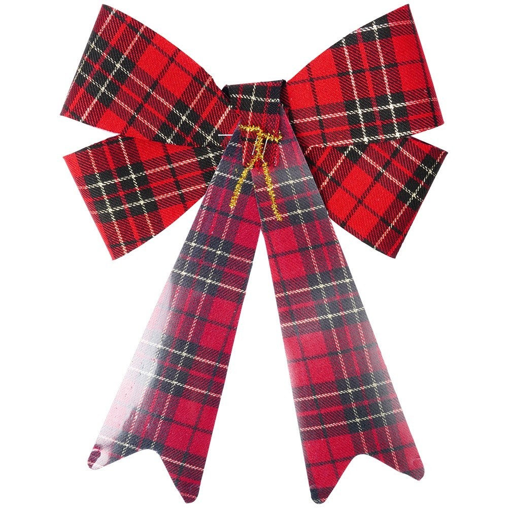 Decorative bow Christmas check 23x30 cm