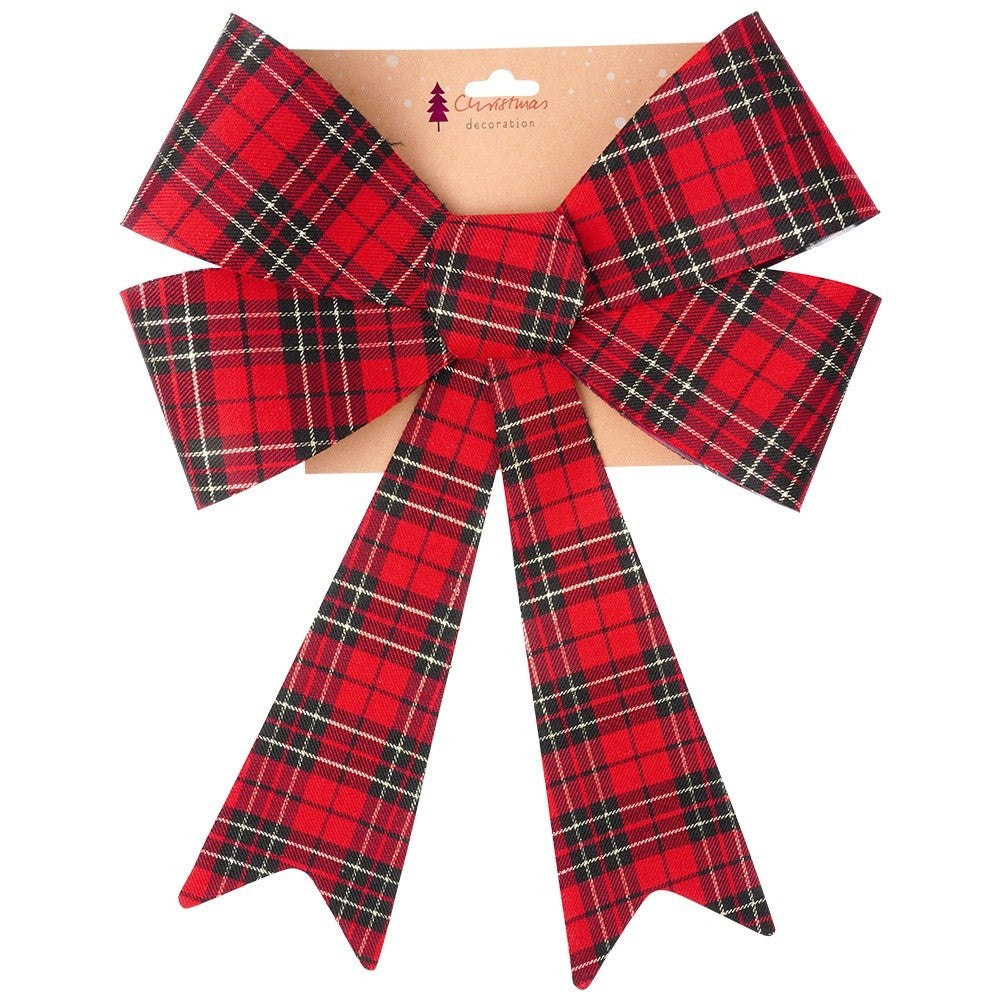 Decorative bow Christmas check 35x45 cm