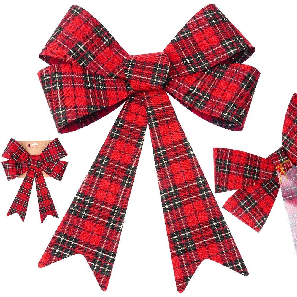 Decorative bow Christmas check 35x45 cm