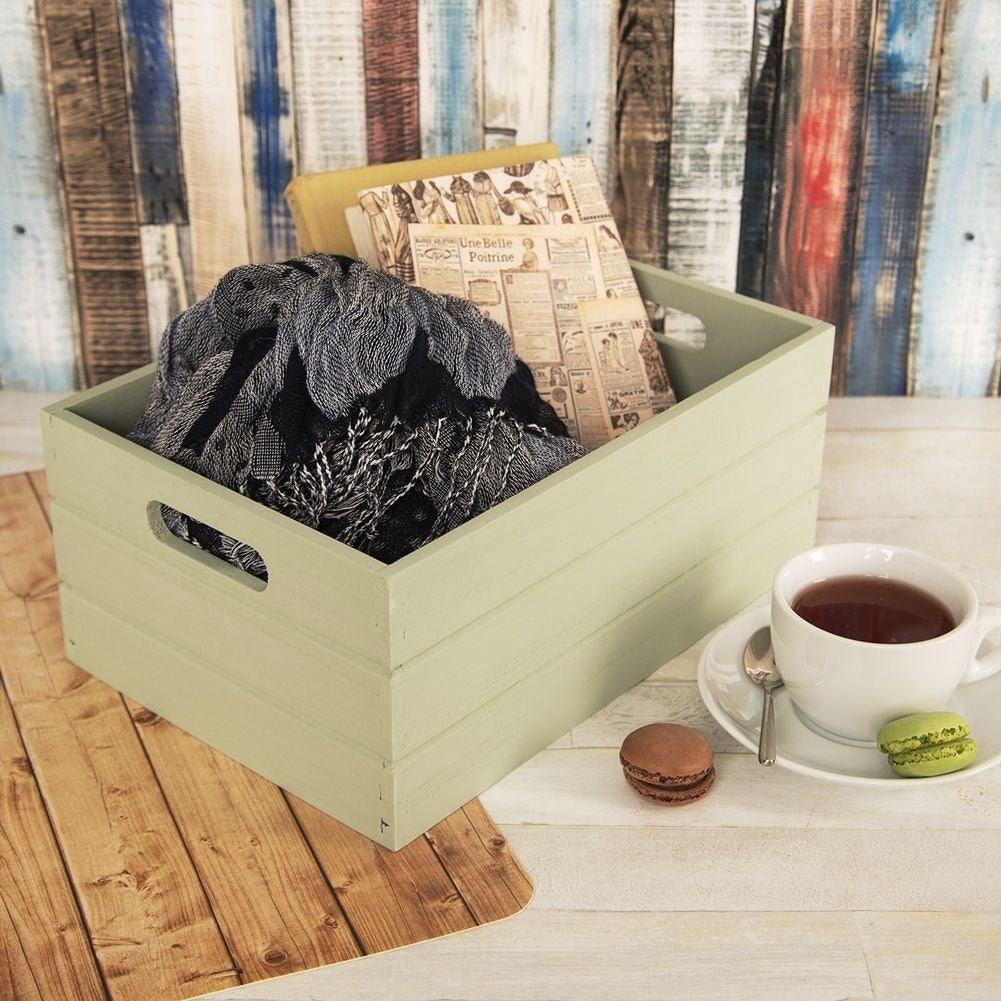 Decorative light green storage box for various items