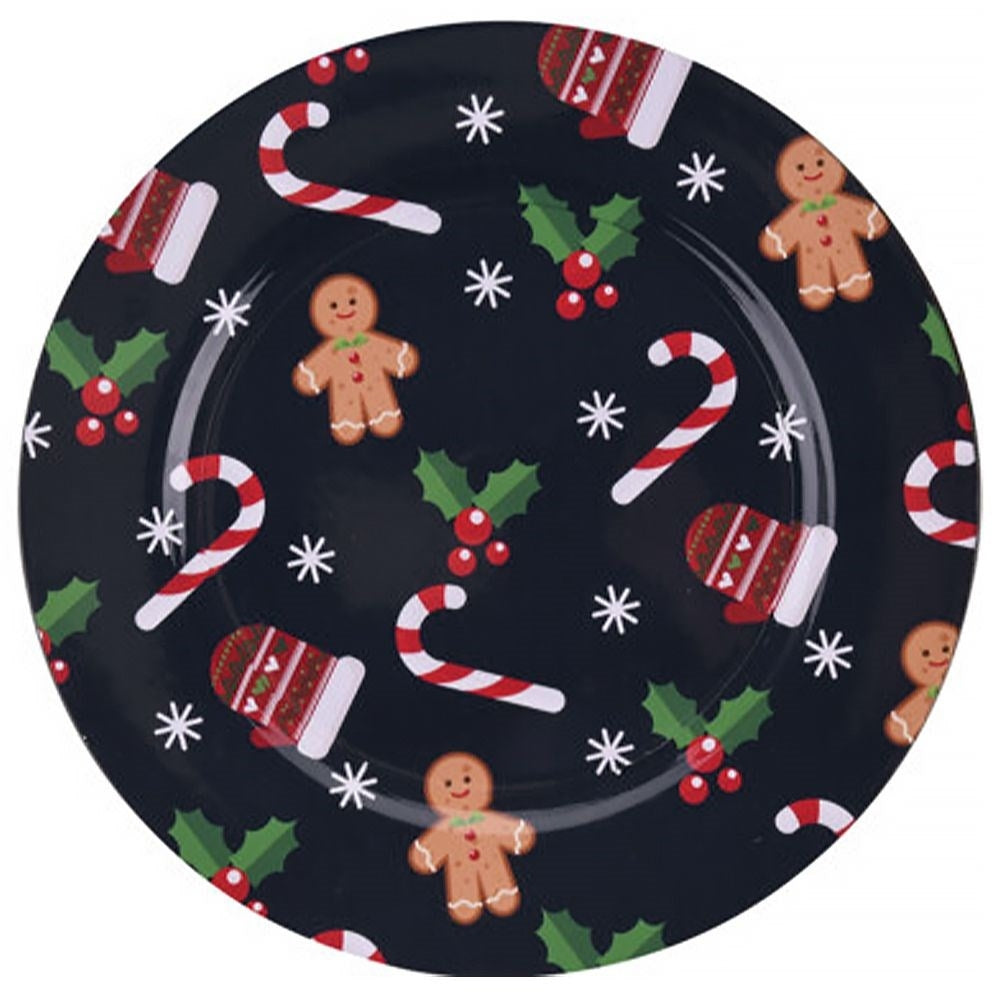 Decorative placemat with Christmas gingerbread men and mistletoe