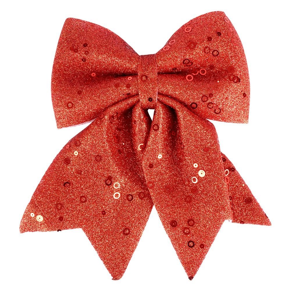 Decorative red bow with glitter and sequins for Christmas