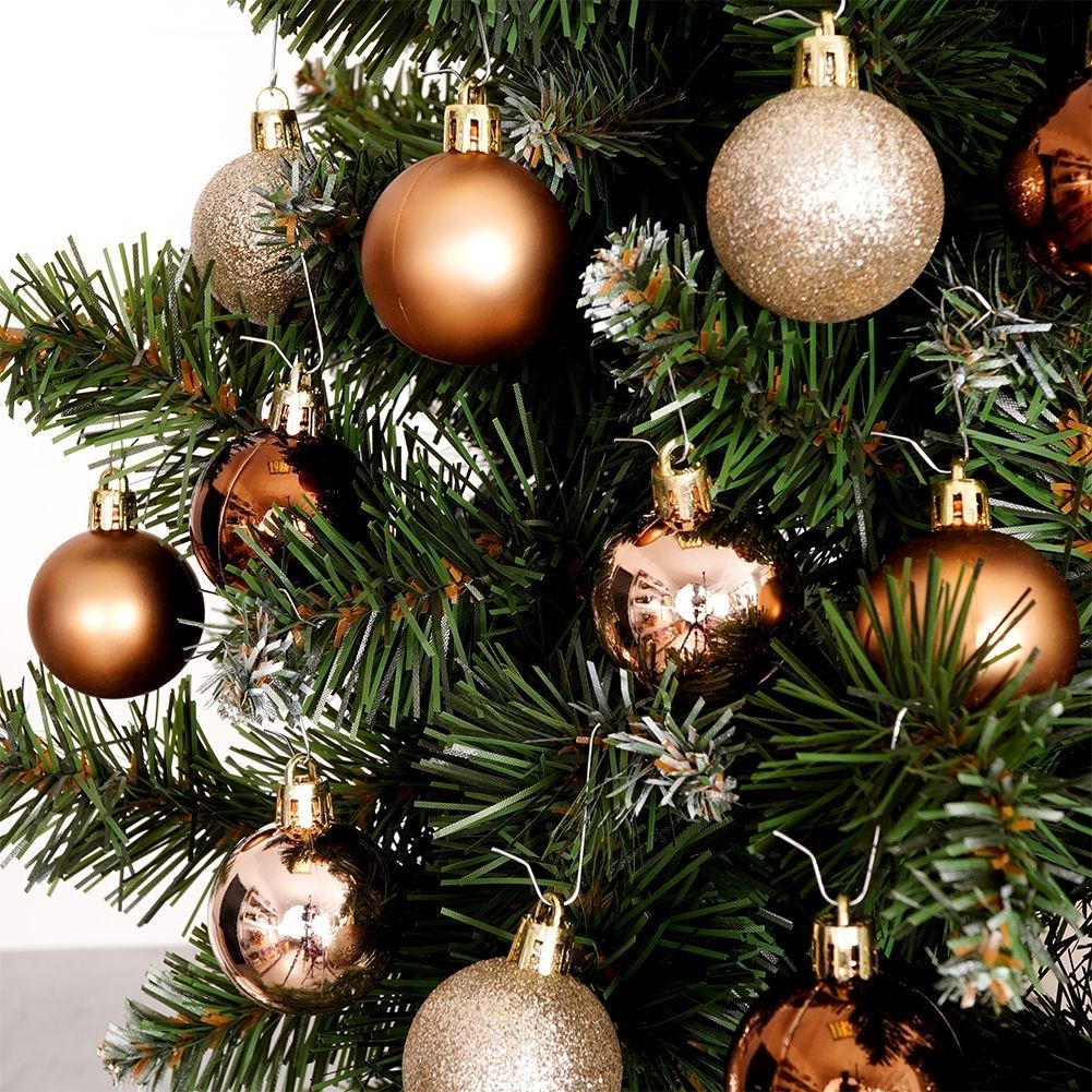 Decorative unbreakable Christmas tree balls in amber color - 20 pcs