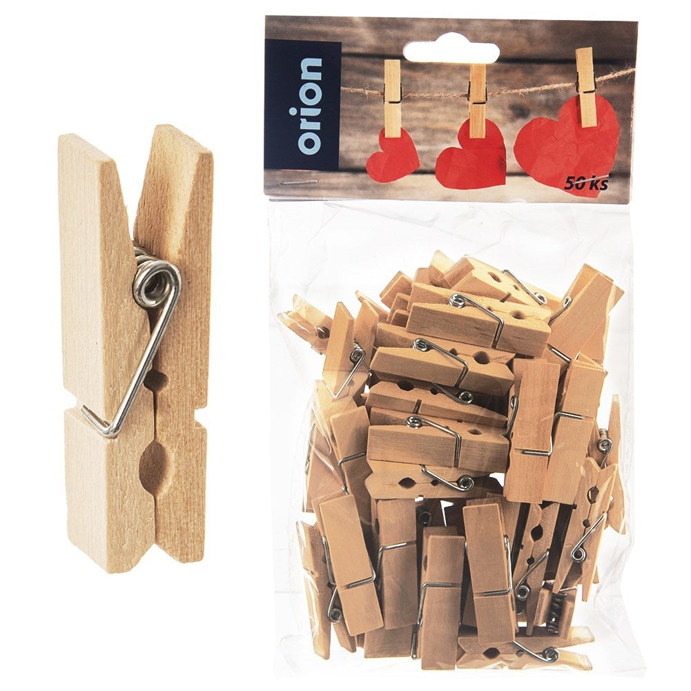 Decorative wooden clips 4.5 cm 50 pcs.