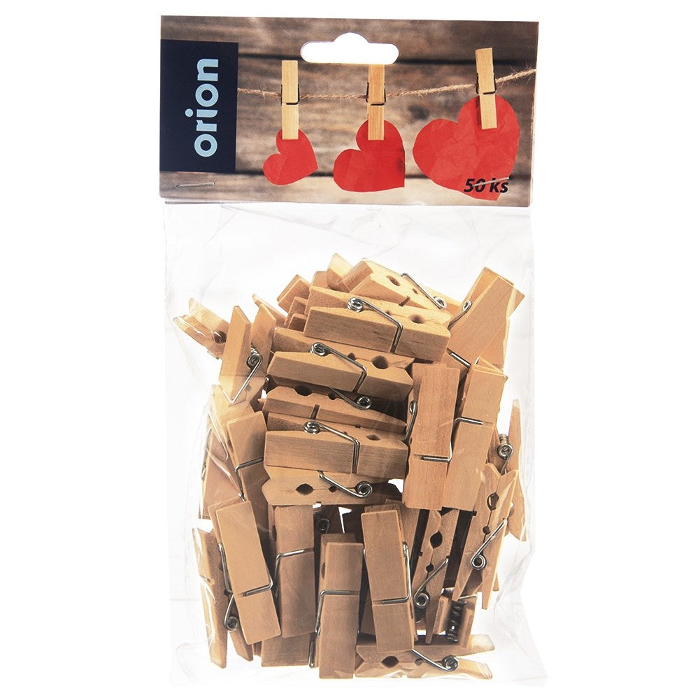 Decorative wooden clips 4.5 cm 50 pcs.