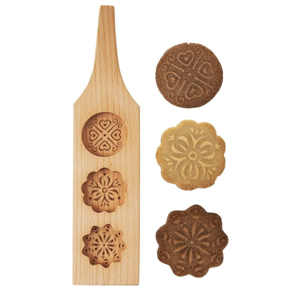 Decorative wooden form for cake baking and gingerbread