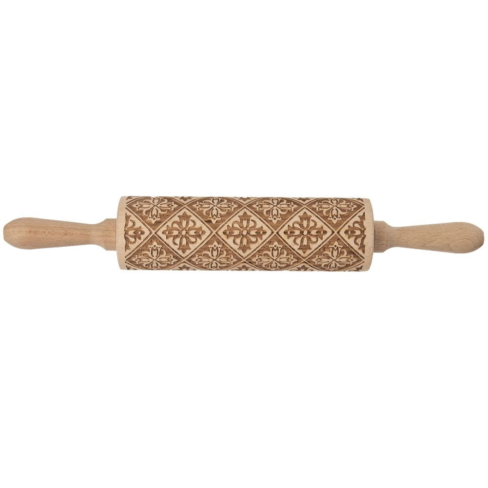 Decorative wooden rolling pin with bells 38 cm