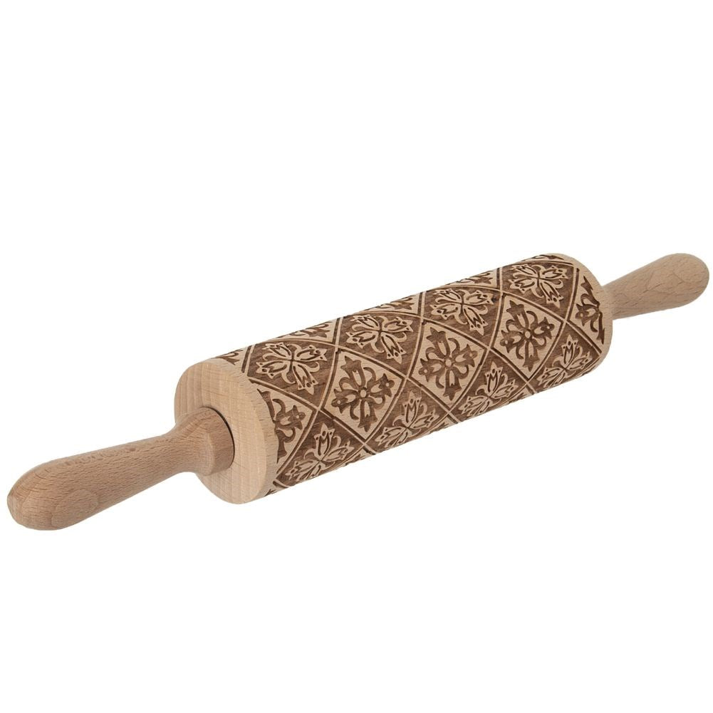 Decorative wooden rolling pin with bells 38 cm