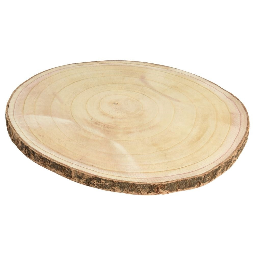 Decorative wooden slab with bark for rustic home decor
