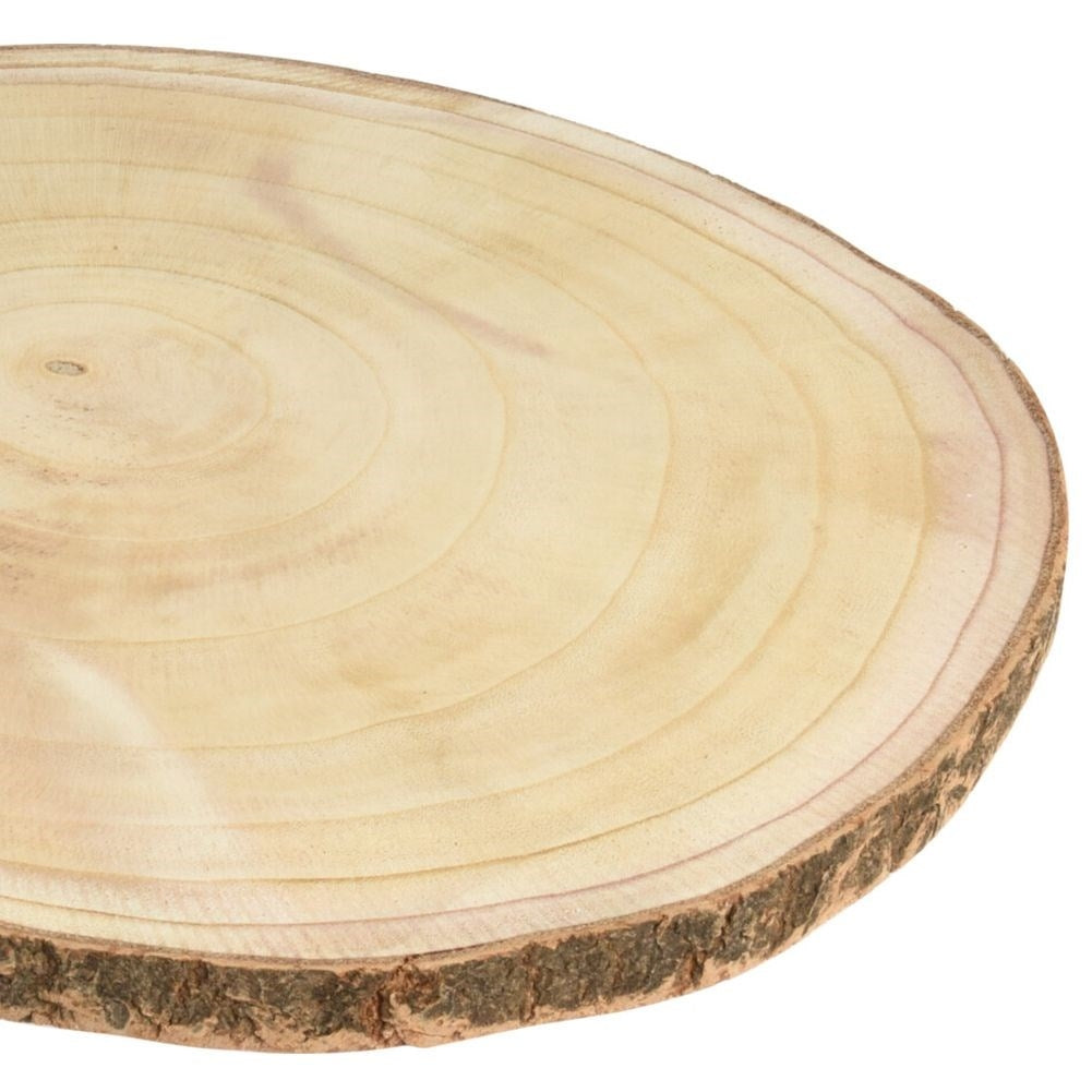 Decorative wooden slab with bark for rustic home decor