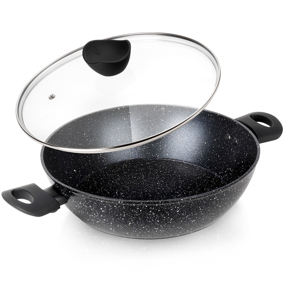 Deep Granite Frying Pan with Glass Lid, 28 cm, 3.5 L