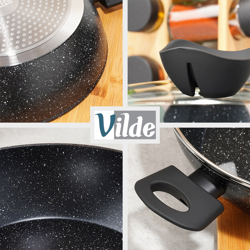 Deep Granite Frying Pan with Glass Lid, 28 cm, 3.5 L